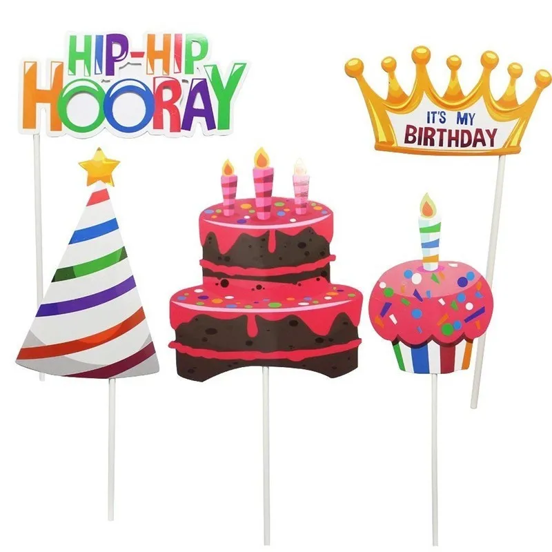 18PCS Funny Glasses Happy Birthday Mustache Photo Booth Props Party Supplies Hat Lip Cake Photo Props Birthday Party Decoration