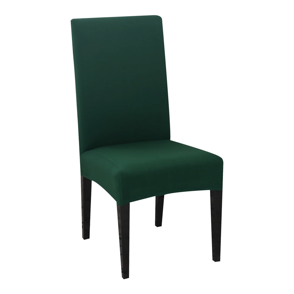 Dark green Однотонный простой универсальный чехол на стул из спандекса, эластичный чехол на диван для ресторана, кухни, свадебного банкета, чехол на стул - Цвет: Dark green