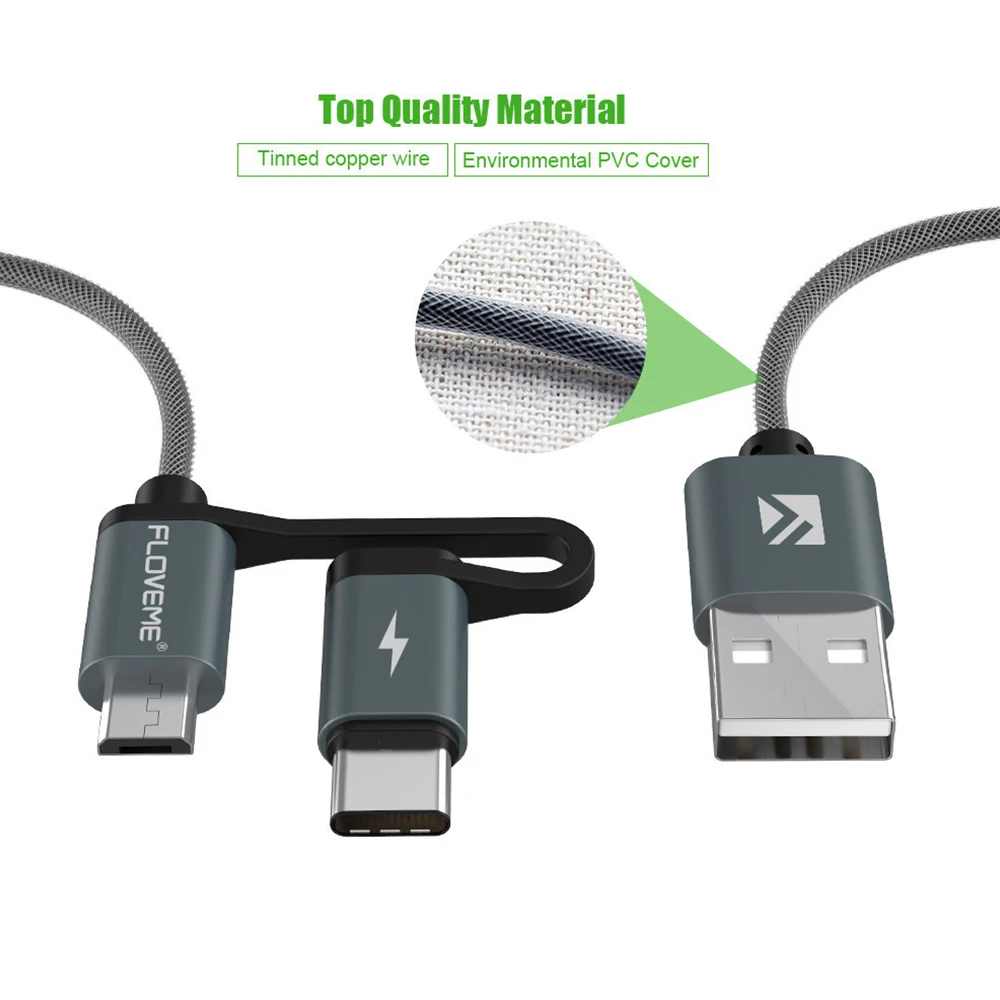 FDBRO Новинка хит QC3.0 usb type C кабель для Note 9 S9 2.8A Micro USB кабель 2 в 1 быстрая зарядка USB C кабель для Note 7