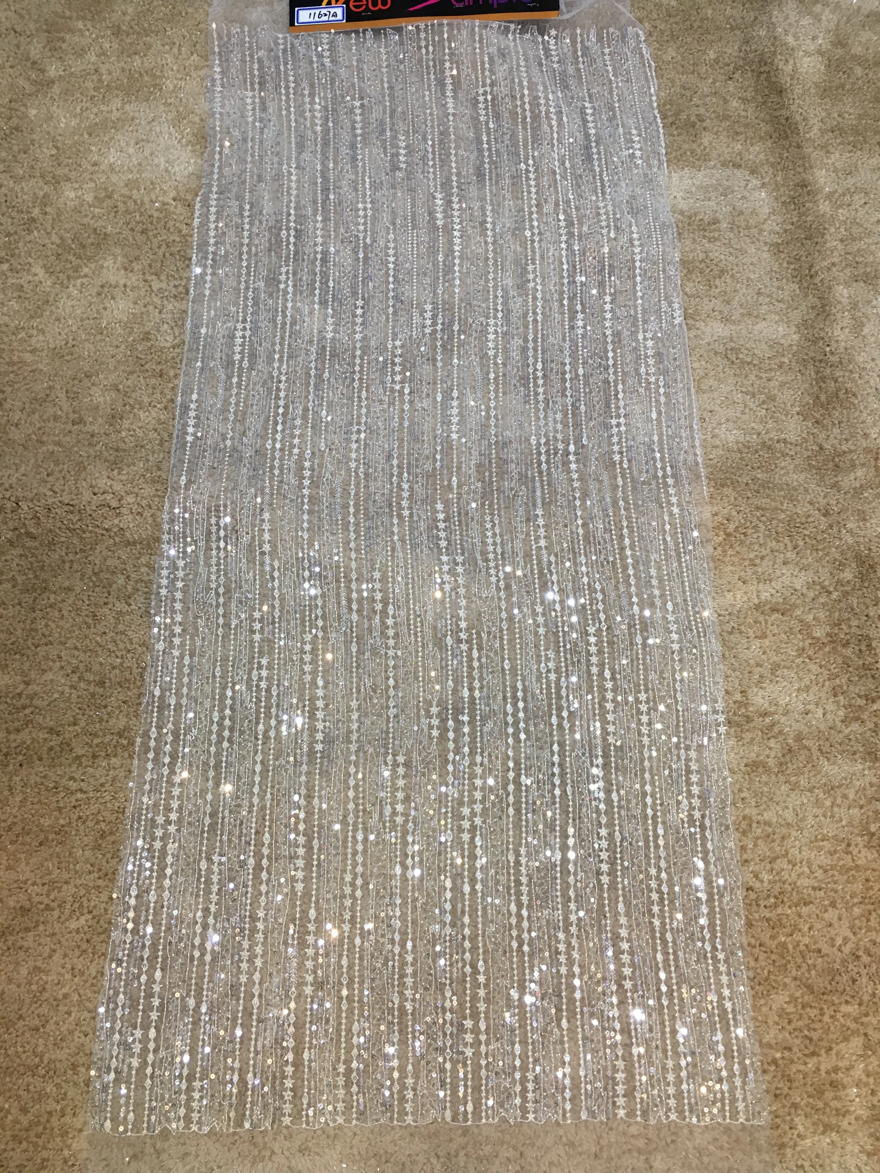 Кружевная ткань цвета слоновой кости с вышивкой из бисера Сетчатое Тюлевое