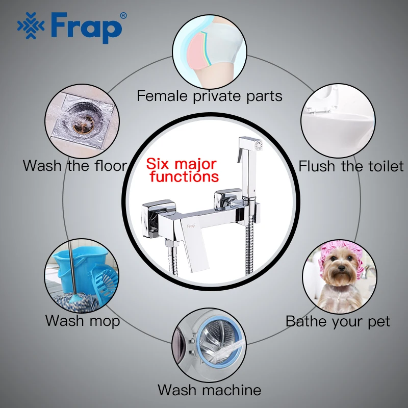 Ceny Frap bidety New Arrival mosiądz chromowany Bidet toaleta kran prysznic przenośna słuchawka prysznicowa ciepła i zimna woda z kranu higieniczny prysznic f7504