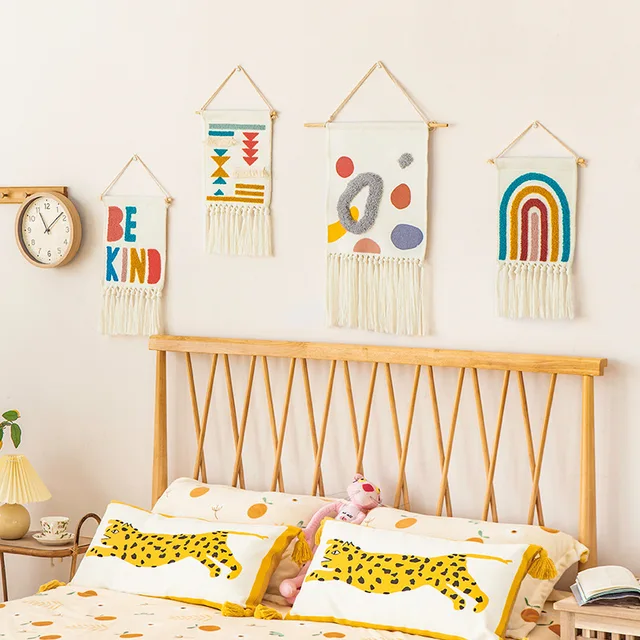 Hímzés Gobelin Tufting Geometriai Szivárvány Boho Szövet Lógó Takaró Északi Otthoni Szoba Dekorációs Kiegészítők Fal Art Dekoráció - Image 2