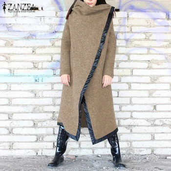 

ZANZEA Long Coats Women Casual Long Sleeve Long Jackets 2020 Winter Lady Warm Overcoat Asymmetrical Coat Outwear Chaqueta Mujer