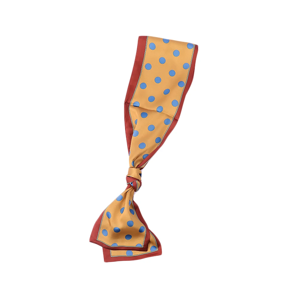 Sovalro, Женский винтажный маленький шарф в горошек, контрастный, волнистый, узкая полоска, модная, имитация, шелковая, связывающая сумка, стример