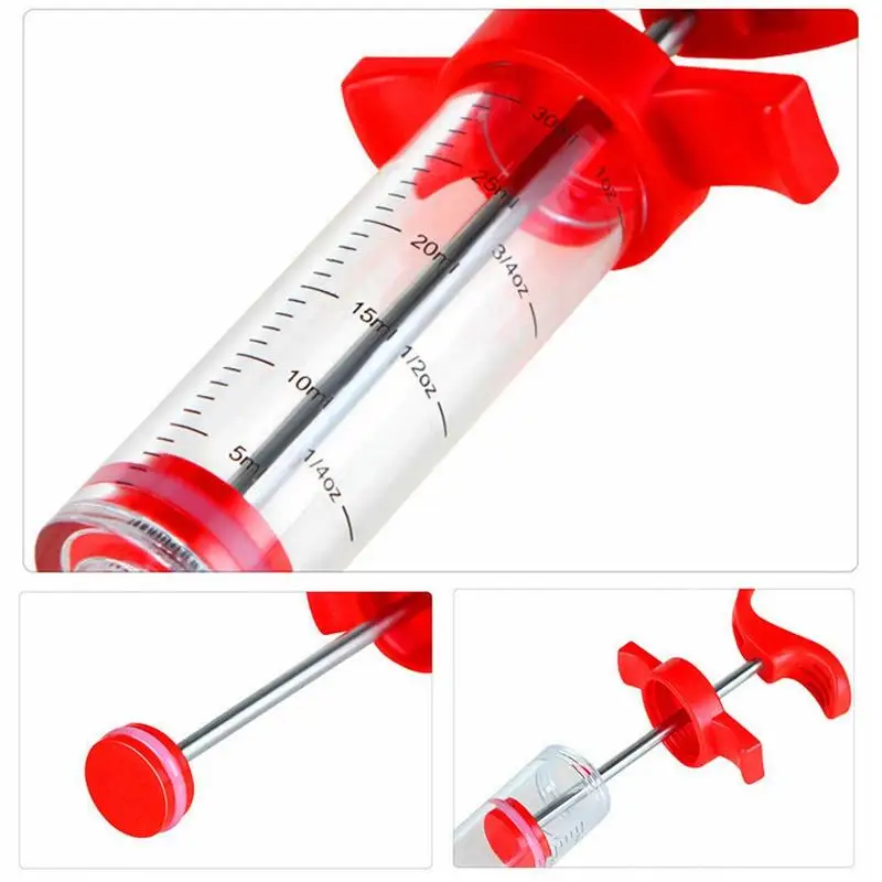 PP Stainless Steel Needles Spice Syringe Set BBQ Meat Flavor Injector Kithen Sauce Marinade Syringe Accessory Meat Claws