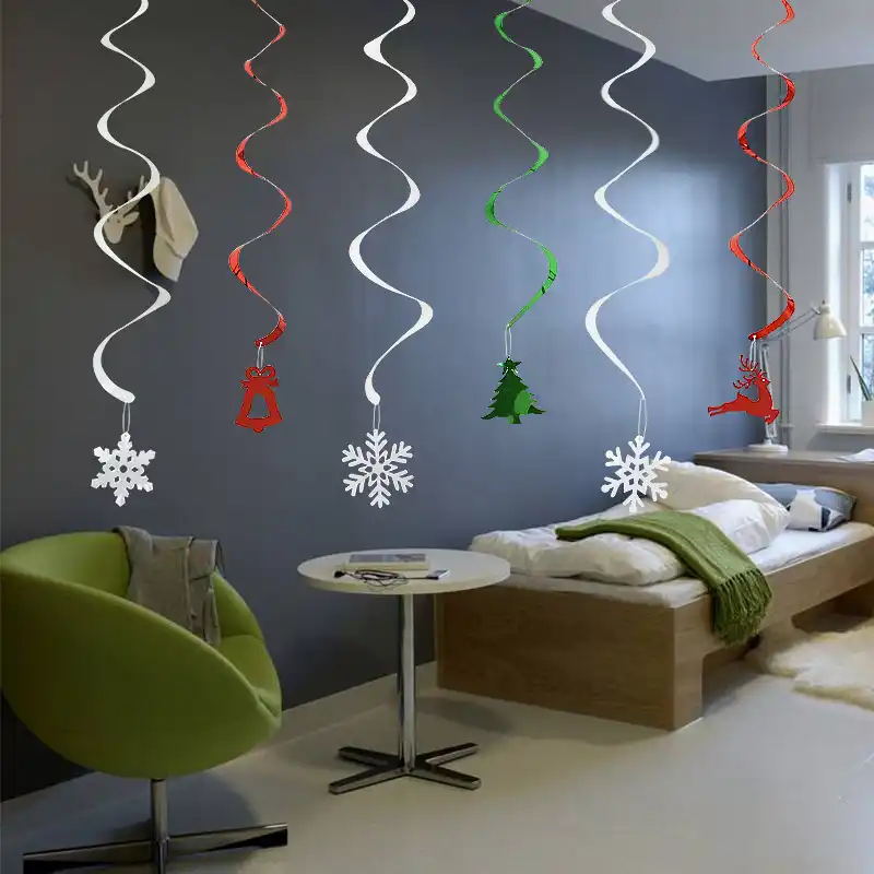 6pcs Set Christmas Ceiling Hanging Swirl Decorations Room Festival
