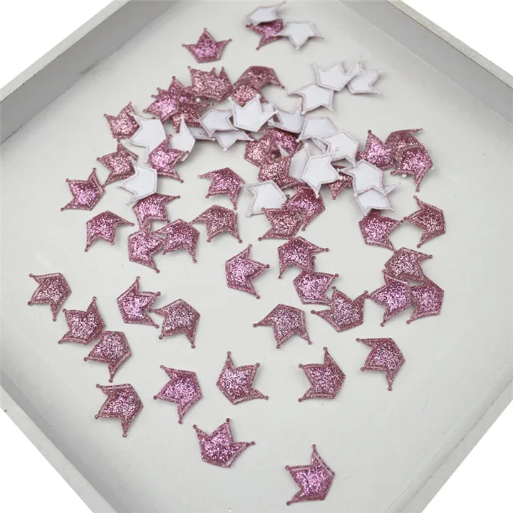 Light pink Crown 100 шт блестящая диадема аппликационные наклейки DIY ремесло Дети головной убор шпилька аксессуары расшитое блестками мягкое тиснение, скрапбукинг материал - Цвет: Light pink Crown