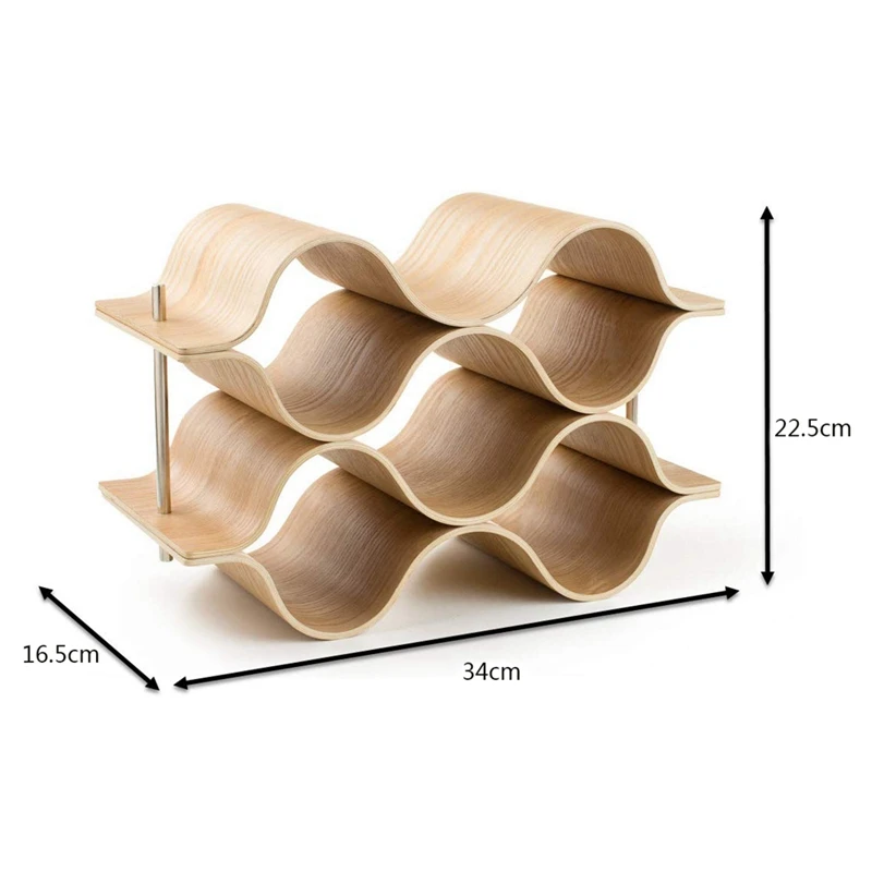  Wooden Wave Wine Rack Freestanding For Table Bar Or Counter Modern Minimalist Design Sweet And Dry 