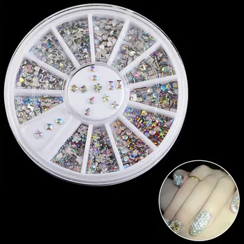 

DIY 3D Fashion Nail Art Tips Decor 6 Pattern Metallic Glitter Rhinestone 1 Wheel