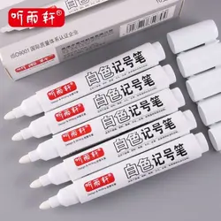 Conjunto de rotuladores metálicos para trabajos artesanales, Set de 2 unids/lote de rotuladores permanentes de aceite a prueba de agua, rotuladores de dibujo y pintura de Color blanco