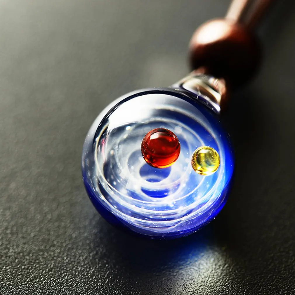 

Universe Glass Bead Planets Pendant Necklace Celestial Body Cosmic Chain Solar System Design Necklace for Women Christmas Gift