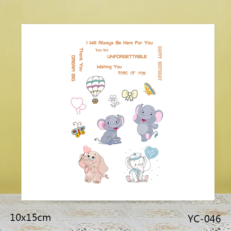 AZSG Happy little elephant Clear Stamps For DIY Scrapbooking/Card Making/Album Decorative Rubber Stamp Crafts | Дом и сад