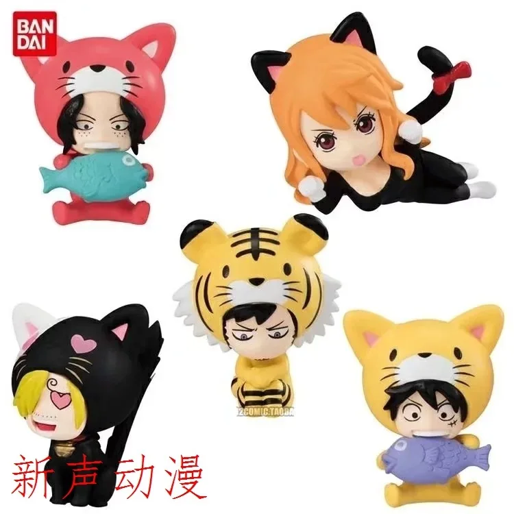 

Anime One Piece Cute 5-Cat Head Band Luffy Ace Nami Sanji Luo Doll Capsule Toy