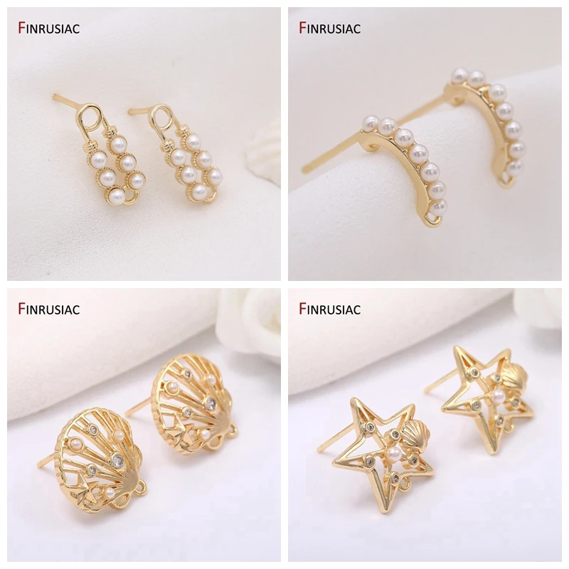 DIY Earring Jewelry Making Supplies 38 Styles Creative Earring Hooks 14K Gold Plated Zircon Post Findings Ear wires diy jewelry findings