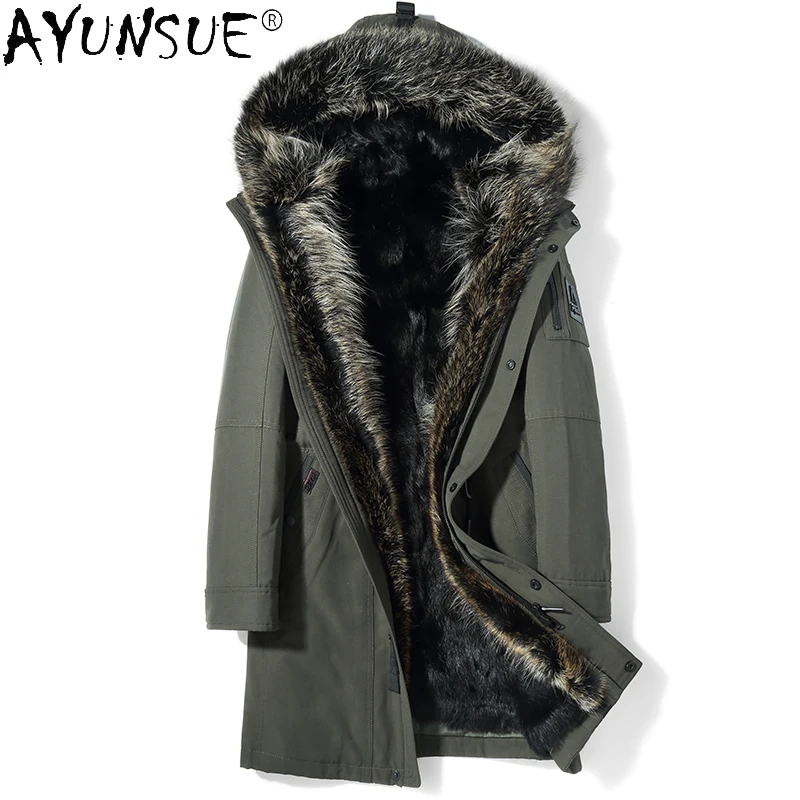 

AYUNSUE Casual 100% Real Mink Fur Liner Parkas Men Winter 2021 Warm Hooded Raccoon Fur Collar Jacket Male Abrigo Hombre Gxy849