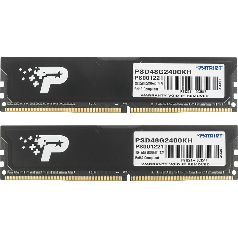 Память DDR4 2x4Gb 2400MHz Patriot PSD48G2400KH RTL PC4-19200 CL17 DIMM 288-pin 1.2В