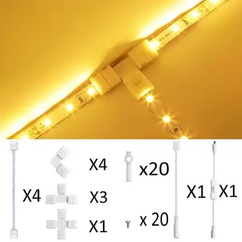 

LED Strip Light Connector,Munting Bracket Kit, Screws, 2-Pin 8mm SMD2835 or 3528 Single Color Strip Connector,Strip Light Gaples