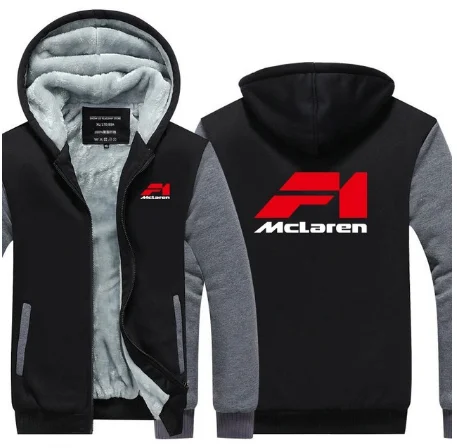 1 New Winter Fleece Hoodies men Zipper for Mclaren sweatshirt Casual coat male Thicken jackets Tops-01 f - Цвет: 1