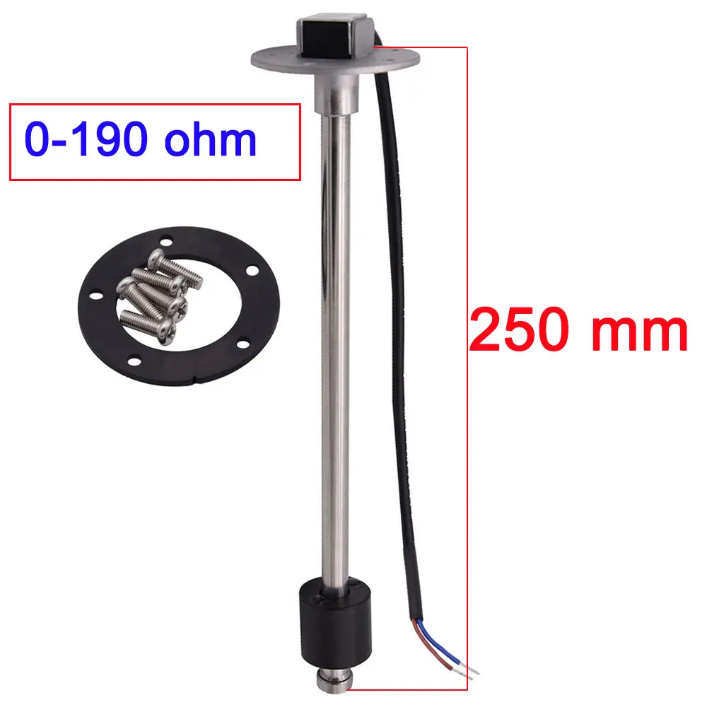 250mm 0-190ohm Масляный бак для жидкости, уровень топлива, воды, сенсорная лодка, отправка топлива, блок, морской грузовик, автомобиль, RV датчик, 0-190 Ом, нержавеющая сталь, 300 мм - Цвет: 250mm 0-190ohm