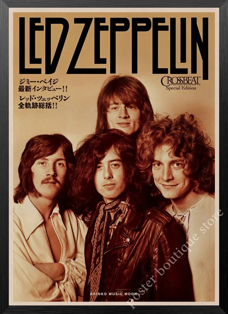 Led Zeppelin Rock Music Poster,Jimmy Page, Robert Plant poster Vintage Home Decor Wall Stickers nine percent/6 - Цвет: 12