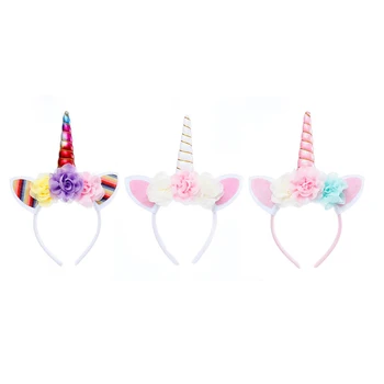 

Cute Kids LED Light Rainbow Unicorn Headband Glitter Hairband Hair Accessories Party Toys