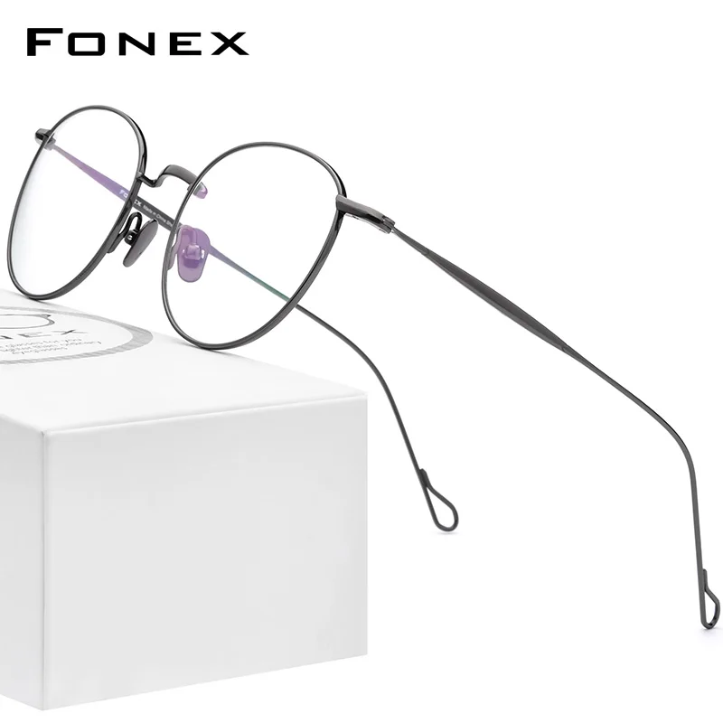 FONEX Титановые очки женские винтажные круглые для близорукости оптическая оправа