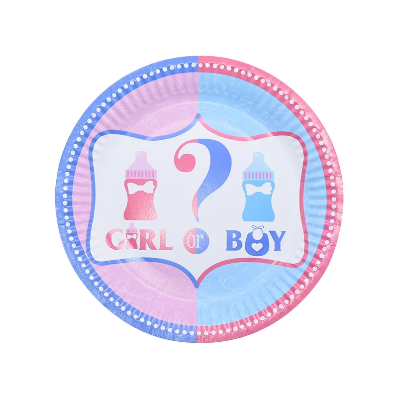 Пол раскрывает одноразовые столовые приборы Baby Shower девочка или мальчик тарелка скатерть нож вилка Дети пользу Декор для вечеринки в честь Дня Рождения