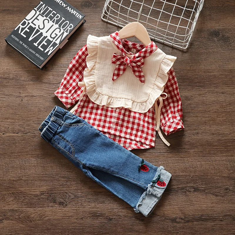 New Girls'Spring Clothes 2021 Leisure Fashion Two-piece Blouse for Children in Spring and Autumn | Детская одежда и обувь