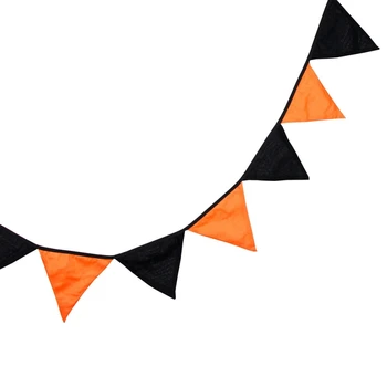 

Triangle Pull Flag Cotton Cloth Halloween Decoration Holiday Party Pull Flag Orange Black