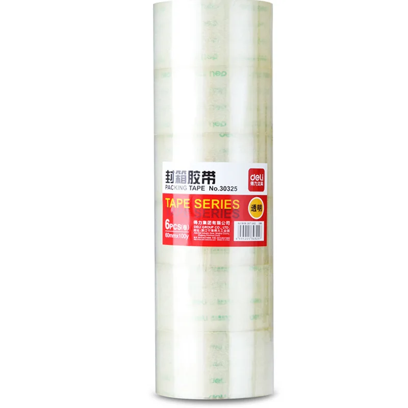 

Deli 30325 Packaging Tape 60 * 100Y (Transparent) Sealing Adhesive Tape Viscous Strong Broadband 6cm6 Volume/Tube