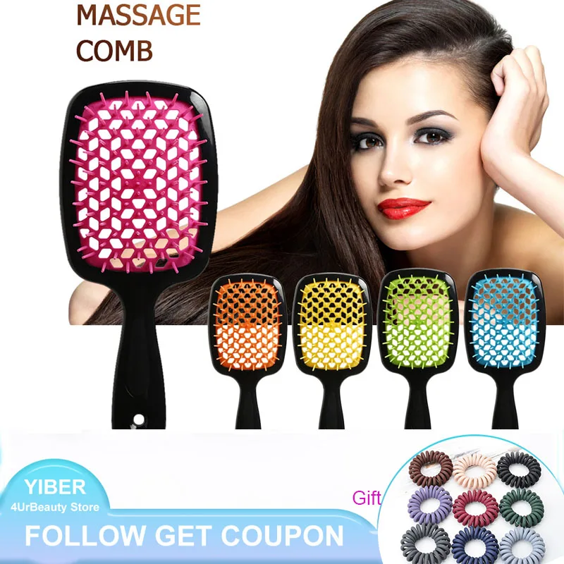 

1Pcs Detangling Hair Brush Professional Wide Teeth Air Cushion Combs Women Scalp Massage Hair Comb for Curly Hair DIY Hairdress