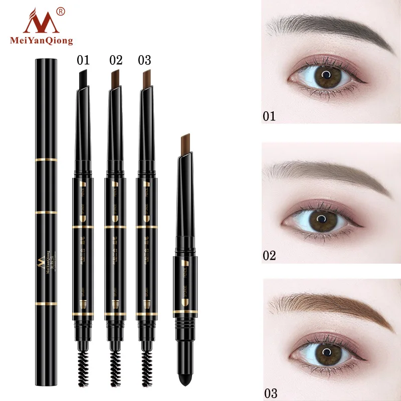 

Air Cushion Triad Eyebrow Pencil Waterproof Longlasting Triangle Natural Make Up Eye Brow Liner with Brush Makeup Tools 3in1