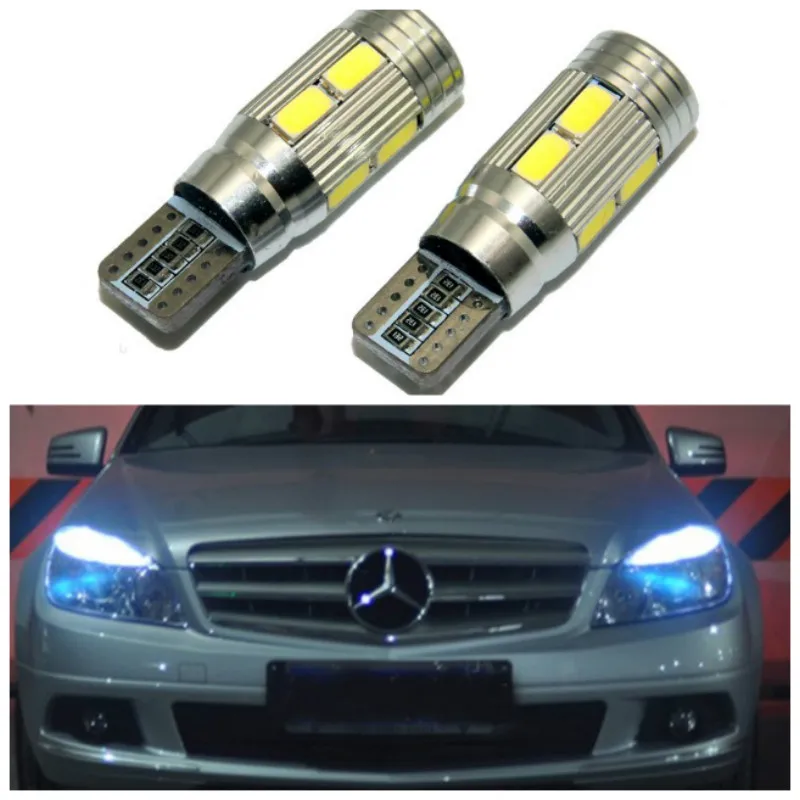 

2x T10 LED W5W Car LED Auto Lamp 12V Clearance Parking Light bulbs with Projector Lens for Mercedes-Benz w203 GLK R ML W204 C E