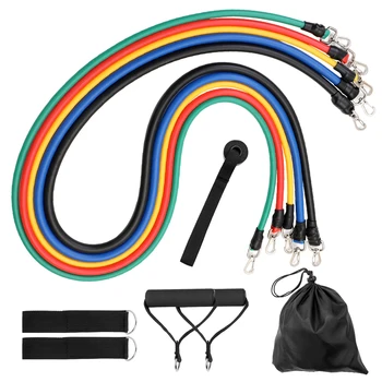 

11pcs Exercise Resistance Bands Set, Portable Workout Fintess Bands Set Gym Door Anchor Ankle Straps With Bag Kit Yoga Band