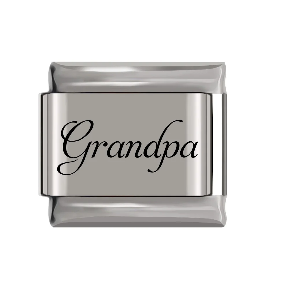Grandpa Hapiship браслет Daisy Son My Me Wife Grandpa Famlily Daddy, 9 мм, серебряный браслет из нержавеющей стали для изготовления ювелирных изделий DJ215 - Окраска металла: Grandpa