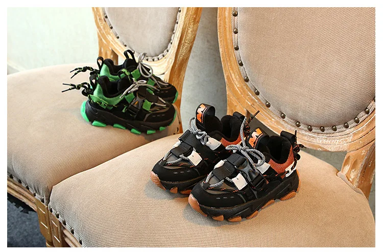 Winter Boys Girls Lace-Up Warm Lining Sneakers Toddler/Little/Big Kid Fashion Outdoor School Trainers Children Chunky Shoes