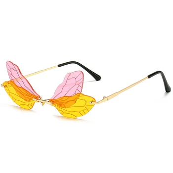 

Sunglasses Women Rimless Fashion Vintage Dragonfly Steampunk Frameless Gradient -MX8