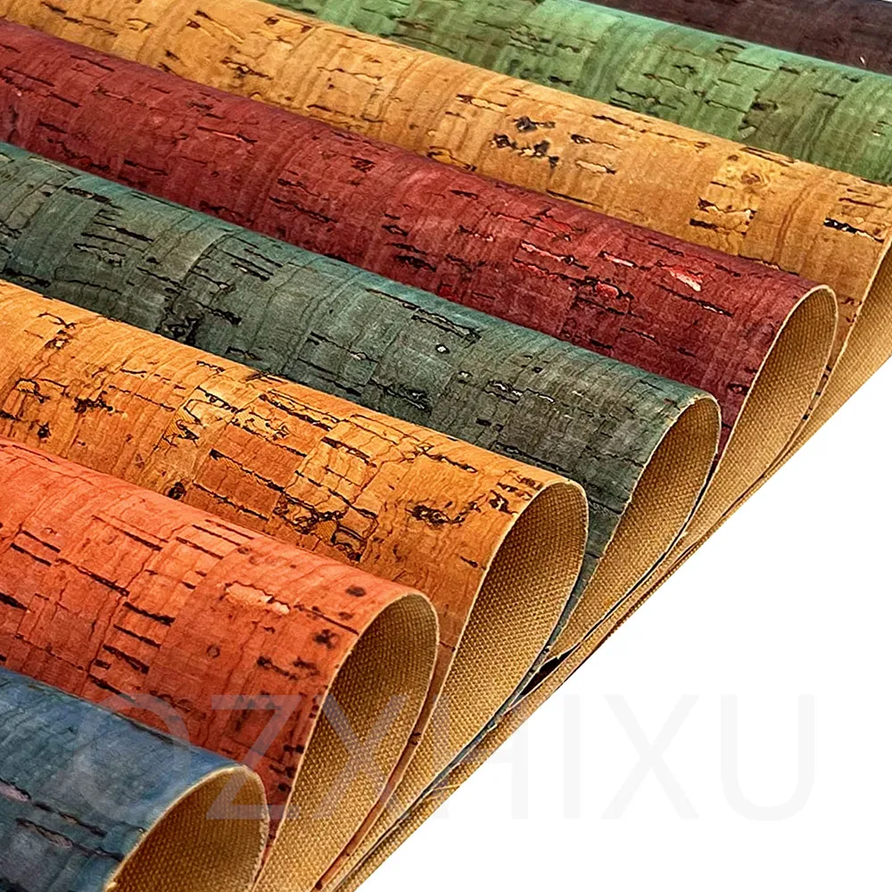 Colored Cork Faux Leather Sheets 2pcs Natural Wood Printed Fabric for Making Earrings Bags Craft Bows Accessories DIY Decor self adhesive cork sheets