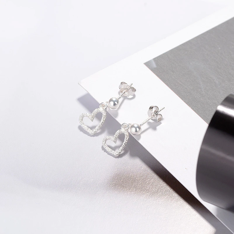 Silver Color Jewelry Women Fashion Cute Tiny Hollow Heart Stud Earring jewelry For Girl Kid Lady Gift wholesale | Украшения и
