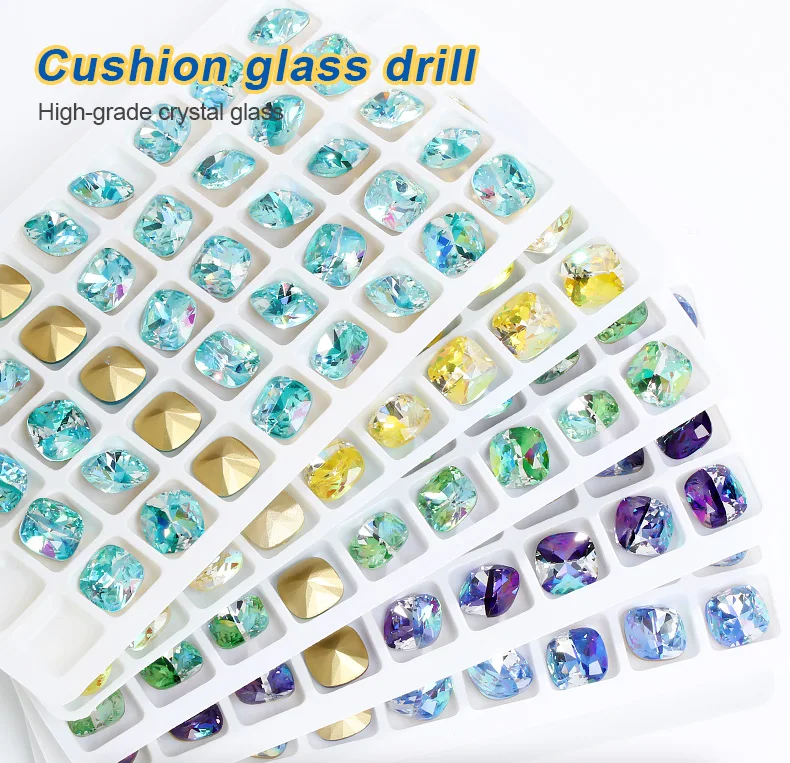 K9 Glass Crystals Crafts Pointback Loose Stones Square Crystals For Clothes Bags DIY Jewelry Decoration Garments Strass Zipper Sliders