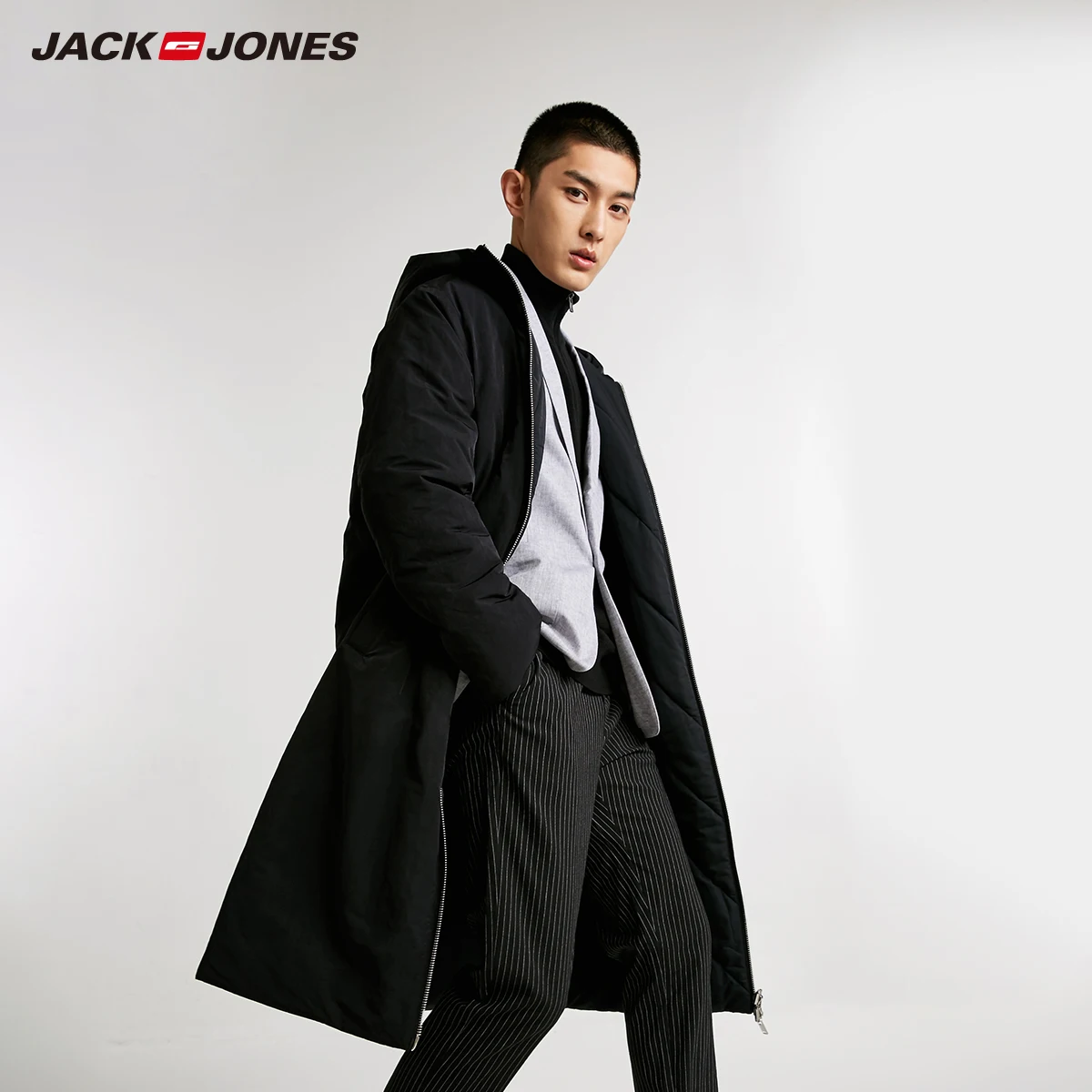 JackJones зимнее мужское осеннее и зимнее Двустороннее хлопковое пальто средней длины | 218409505