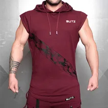 Летний стильный жилет для занятий спортом, бега, фитнесом, тренировочный жилет для мужчин, жилет с капюшоном без рукавов для фитнеса