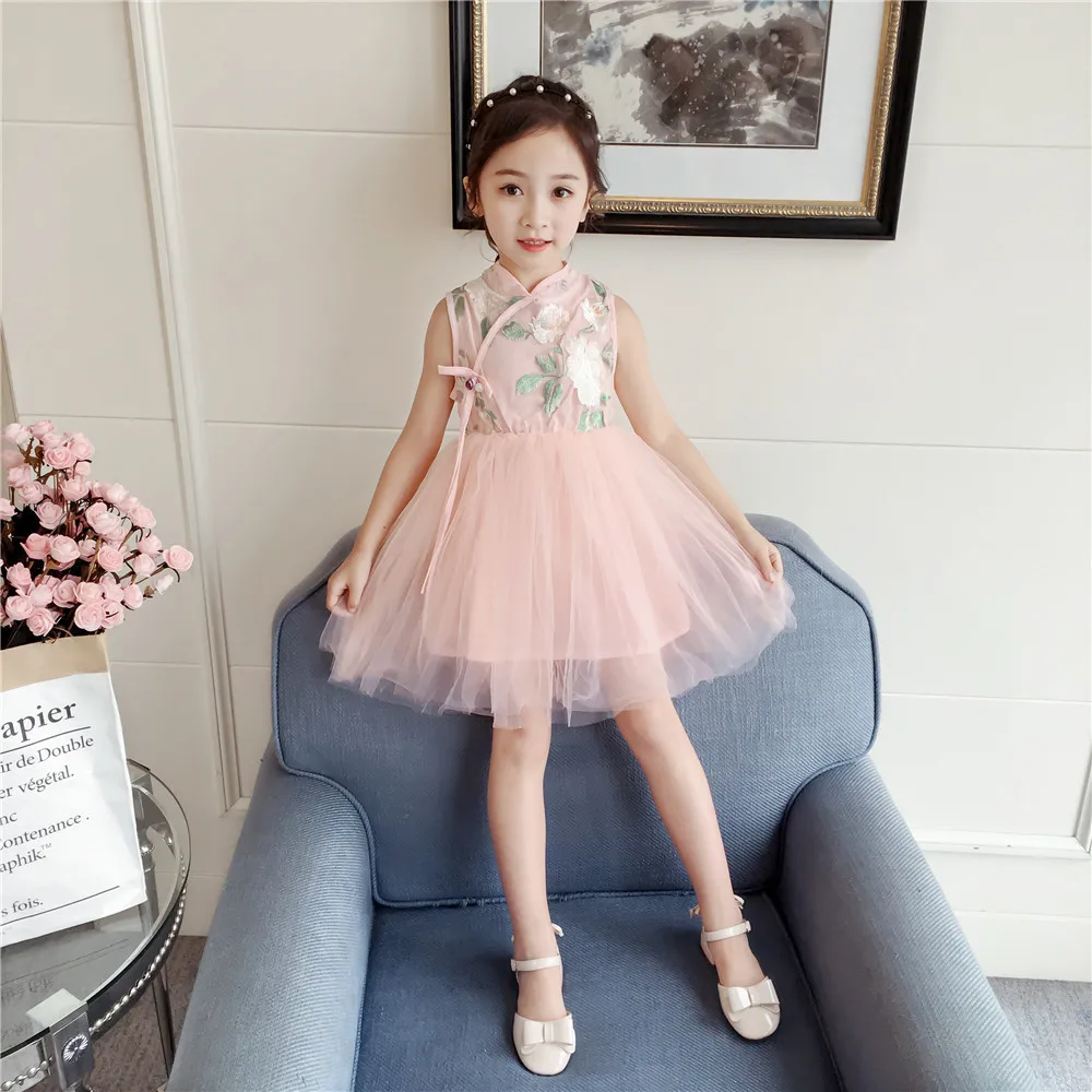 

And Offspring Spinning 2019 Summer Wear New Style Childrenswear Chinese-style Embroidered Mesh Skirt Girls Western Style Princes
