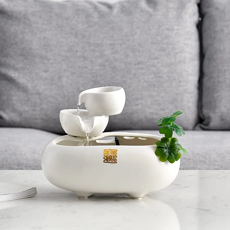 Ceramic Water Fountain Ornament Home Decoration Living Room Little Monk Feng Shui Waterscape Office Desktop Humidification Gifts