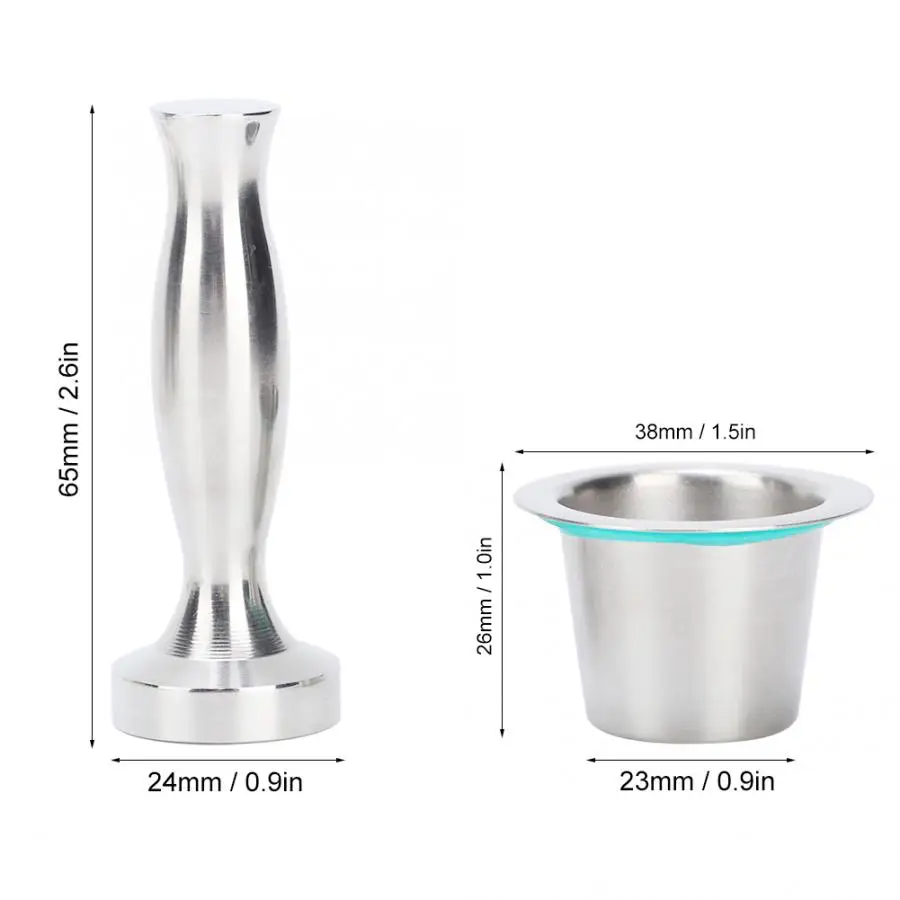 cafeteira Stainless Steel Coffee Capsule Cup with Press Powder Tamper Hammer Kit for Coffee Machine capsulas de cafe