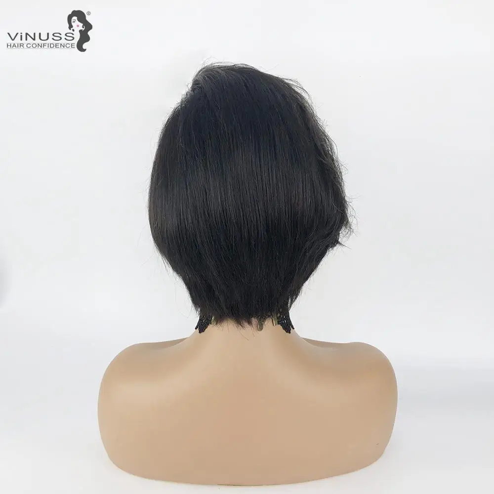 8 дюймов Короткие Pixie Cut кружевные передние человеческие волосы парики для женщин предварительно сорванные бразильские Remy 13X4 кружевные передние парики отбеленные узлы Vinuss