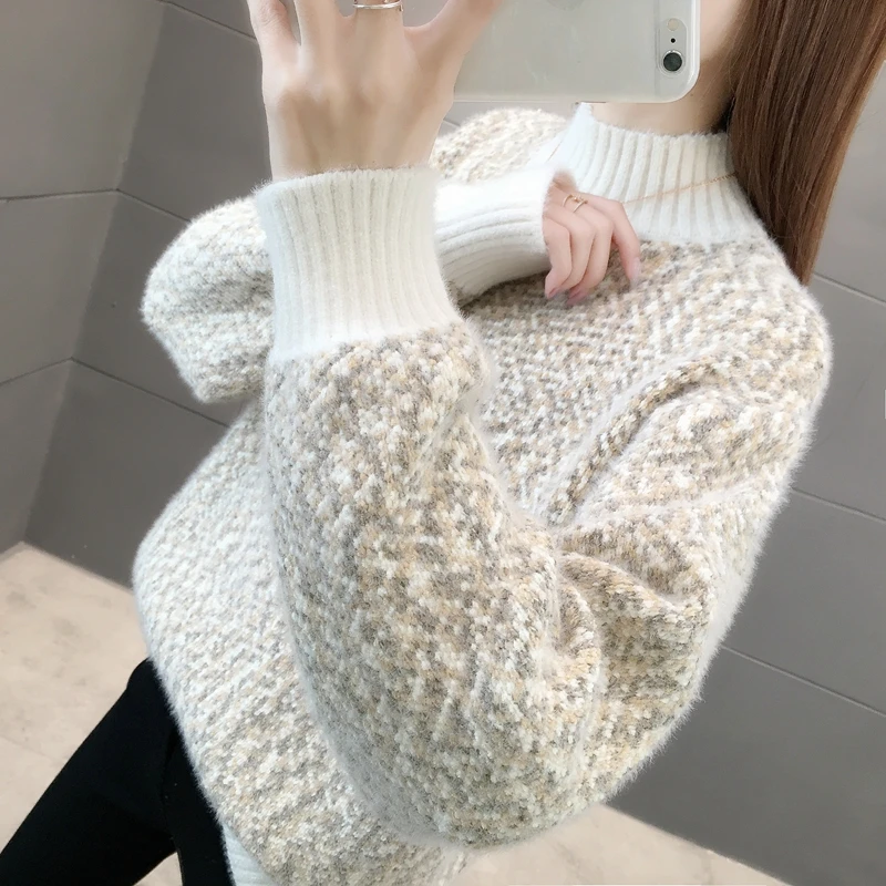 Blusas De Inverno Feminina, пуловер, свитер, 9496 реальное изображение, нижняя этикетка, пряжа, Короткий воротник, вязанная вставка 54