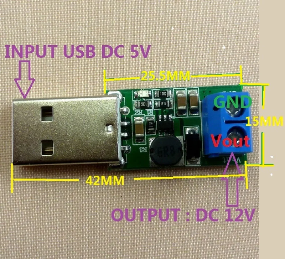 

CE016*2 2p 5W USB 3V-6V 5V to 12V DC DC Converter Step Up Boost Power Supply Module