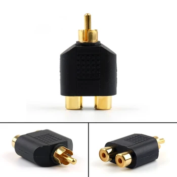

Artudatech 10 Pcs Gold Plated RCA Adapter Audio Y Splitter Plug 1 Male To 2 Female