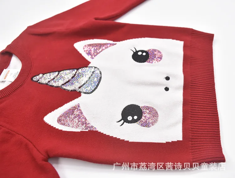 

Spring Autumn Winter Cotton Baby Clothes Crew Neck Pullover Unicorn Sweater GIRL'S CHILDREN'S Sweater Medium-small Childrenswear